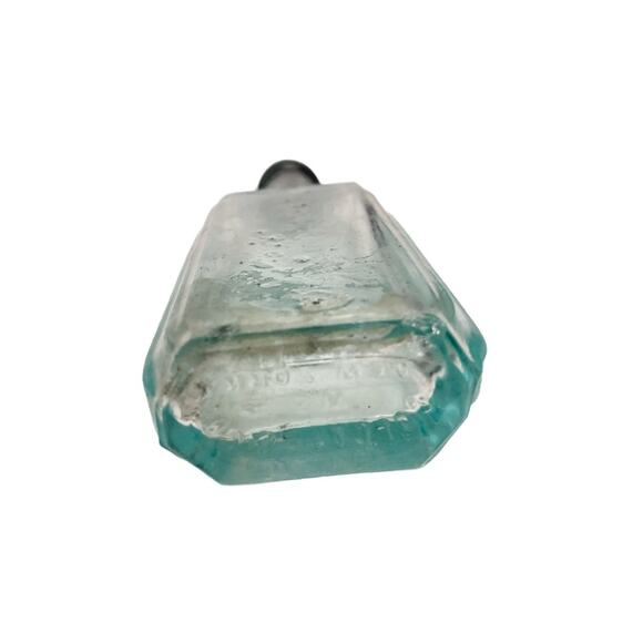 Vintage 1920s Colgate & Co Blue/Green Perfume Bottle Embossed Metal Lid - Picture 6 of 6